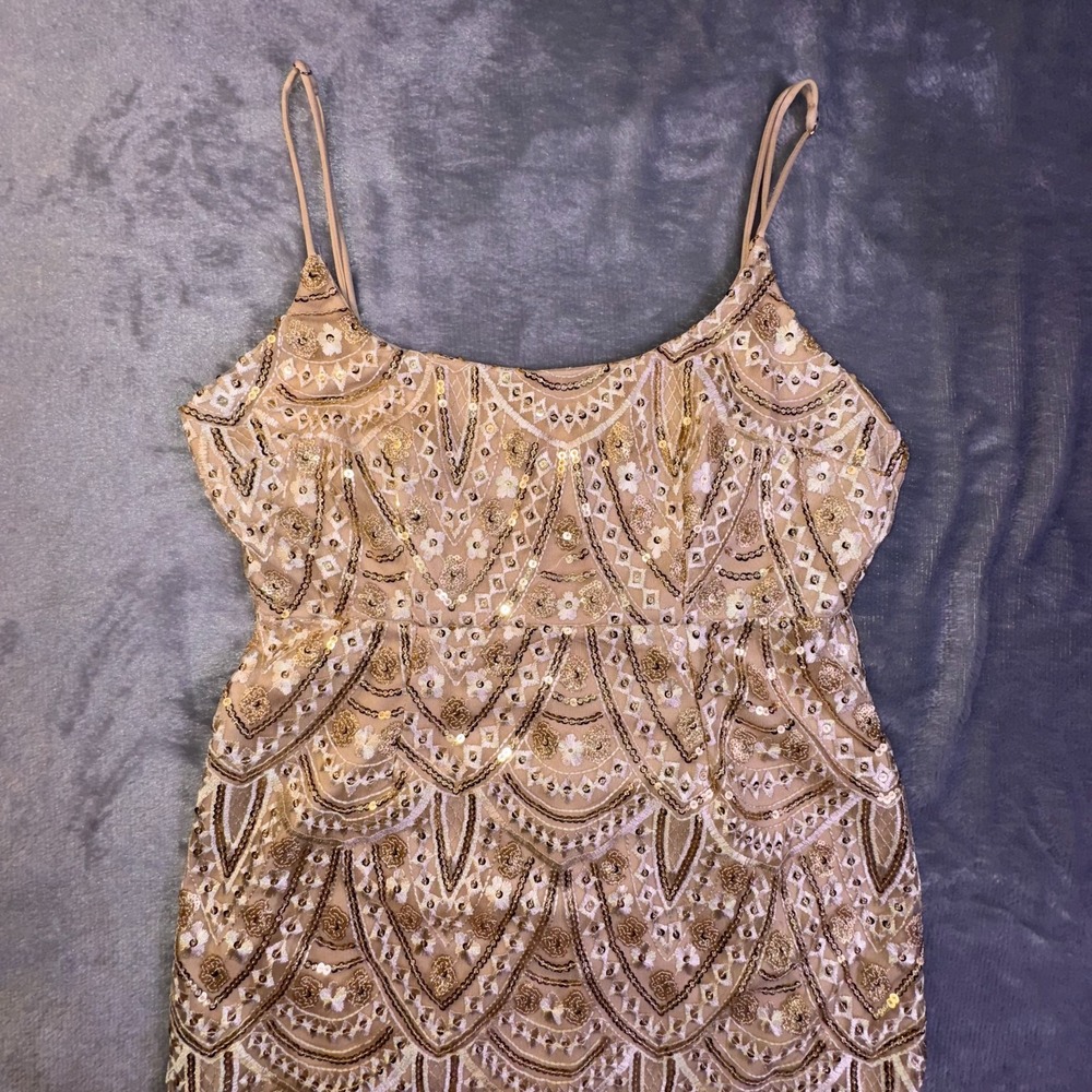 Hello Molly Nation Dress Sz 8 Gold Sequin Embroidered Party Holiday Gala Hoco - Picture 9 of 13